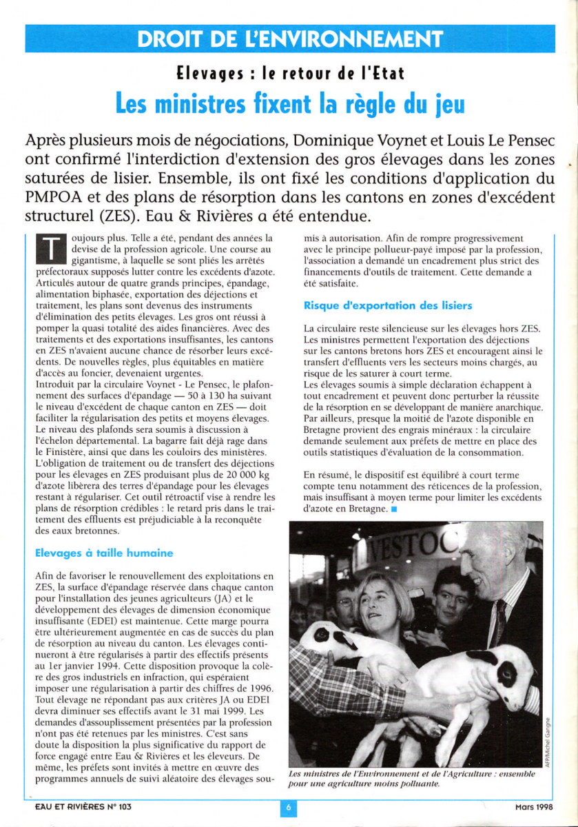8_PDFsam_3103 Eau & Rivières 103 - mars 1998 - Dossier Circulaire Voynet Le Pensec.png